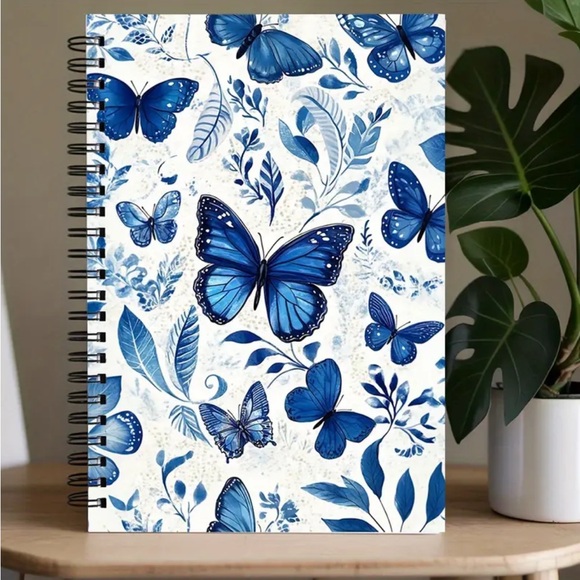 Blue Butterfly Floral Spiral Notebook NIP - Picture 5 of 5